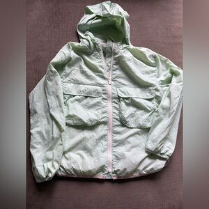 Zara unisex windbreaker jacket light mint girls hooded jacket size 11-12
